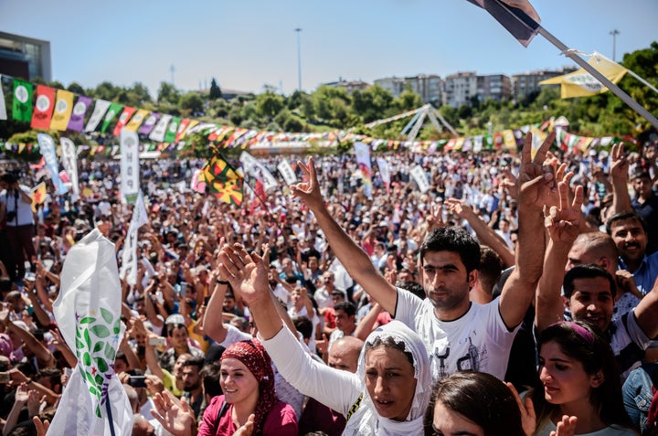 Kurds rally against military coup and the state of emergency in Istanbul on Saturday. Erdogan imposed the state of emergency after last Friday's failed military coup.