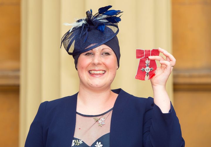 Dr Kate Granger after she was awarded an MBE at Buckingham Palace. She has died after a five-year cancer fight
