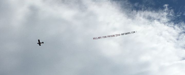 A "Hillary for prison" plane flew over downtown Philadelphia on Sunday.