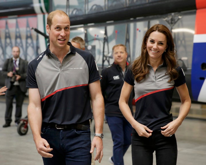 The Duke and Duchess of Cambridge attended the Land Rover BAR team base during a visit to Portsmouth to see the America's Cup World Series.