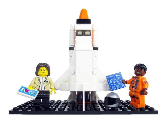 Lego versions of Sally Ride (left) and Mae Jemison.