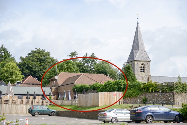 The house (circled) where the body was found.