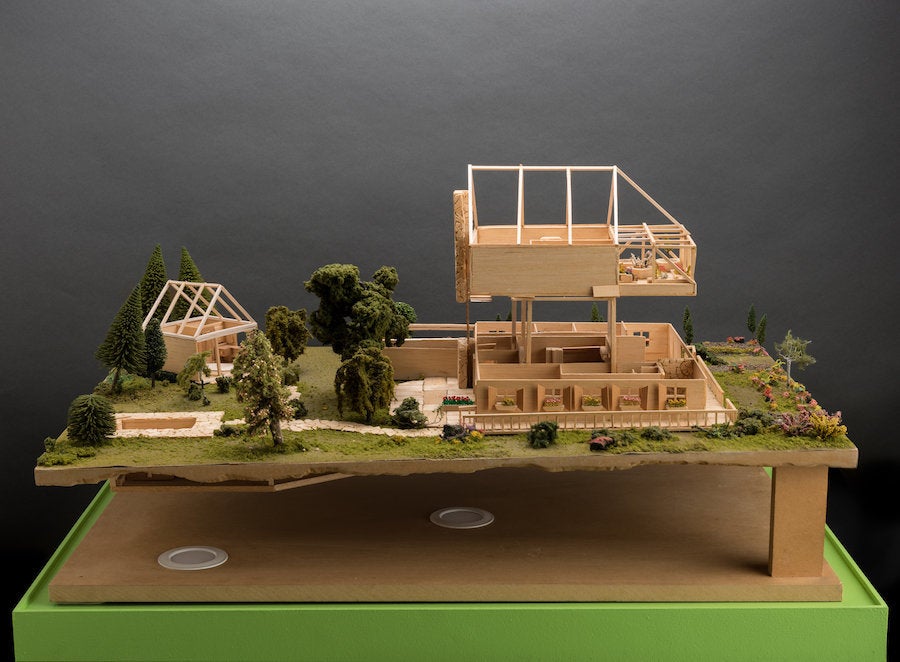 Jackie Sumell and Herman Wallace, "The House That Herman Built" (model). Balsa wood and flocking, 2007. Courtesy of the artis