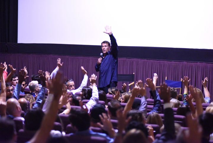 Tony Robbins speaks during a Q&A at the celebration of the release of new documentary "I Am Not Your Guru."