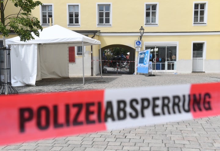 The entrance of a music festival where a suicide bomber blew himself up on Sunday in Ansbach, Germany.