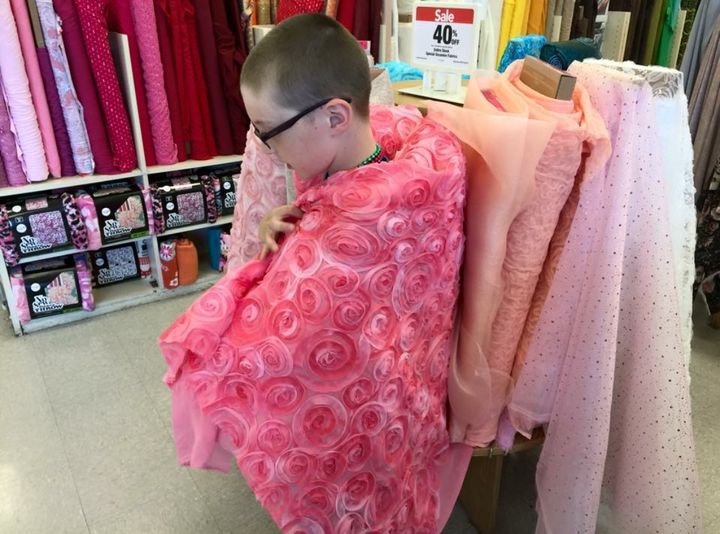 Wrapping himself up in "pretty" fabrics, imagining the possibilities