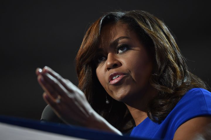 First Lady Michelle Obama addresses delegates on day one of the Democratic National Convention at the Wells Fargo Center in Philadelphia, Pennsylvania, July 25, 2016. Almost half of the speakers on Monday night were people of color.
