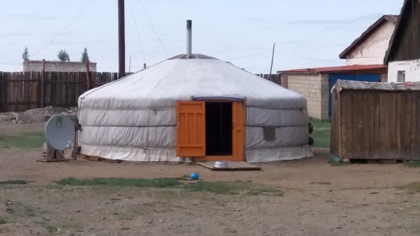 Traditional <i>gers</i> are found in the villages, cities, and countryside. <i>Yurt</i> is the Russian word for <i>ger.