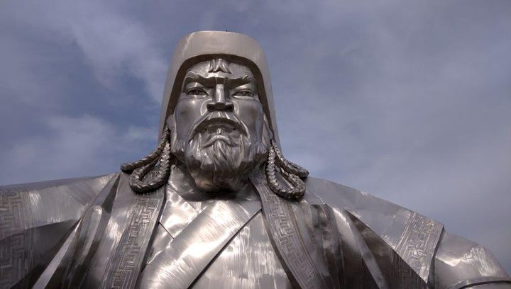 Genghis Khan statue viewed from within the head of his steed