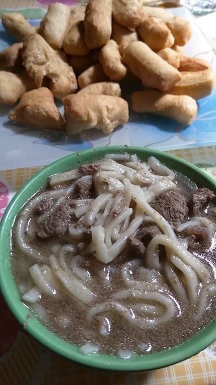A typical dish is meat with homemade noodles