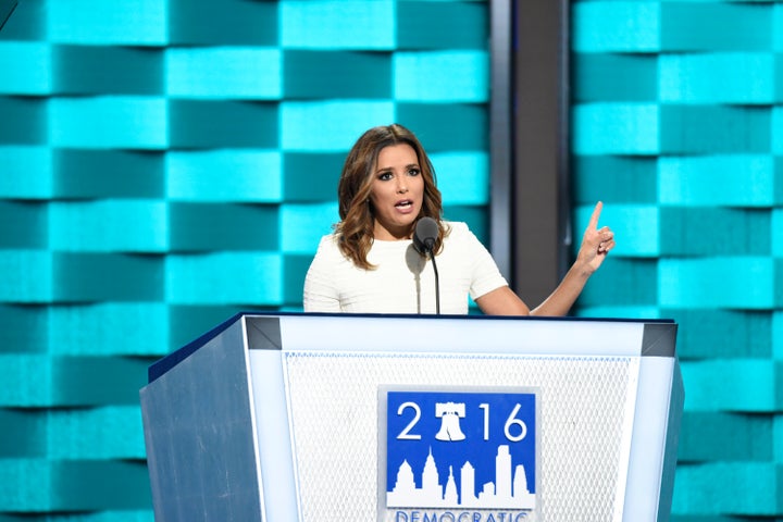 Eva Longoria at the 2016 Democratic National Convention in Philadelphia, Pennsylvania.