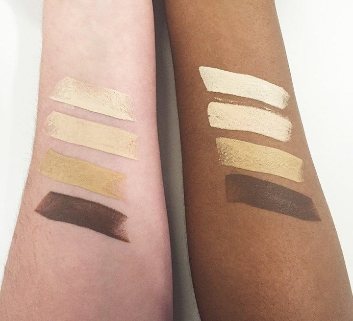 The four shades on fair and medium dark skin.