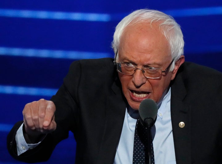 Bernie Sanders, speaking at the convention, urged his supporters to vote for Hillary Clinton but keep up the revolution.