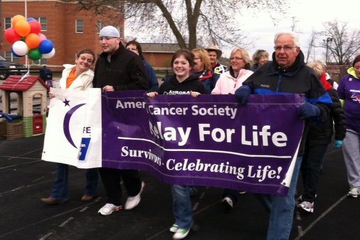 Celebrating our survivorship at the Hiram College Relay for Life 2012.