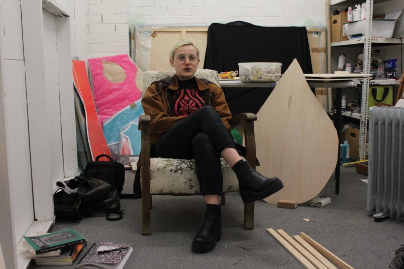 Stephanie Leigh in her studio at Studio 106 St Kilda