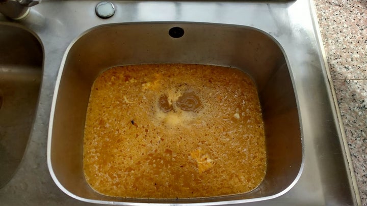 <strong>Dom says the blocked sink picture here had been taken immediately after someone poured something down it.</strong>