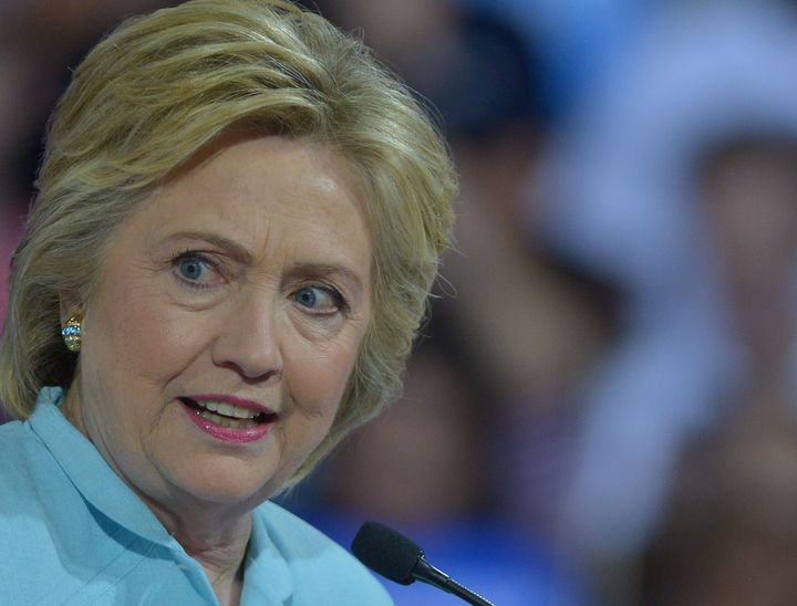 Democratic presidential nominee Hillary Clinton is like, "what?"
