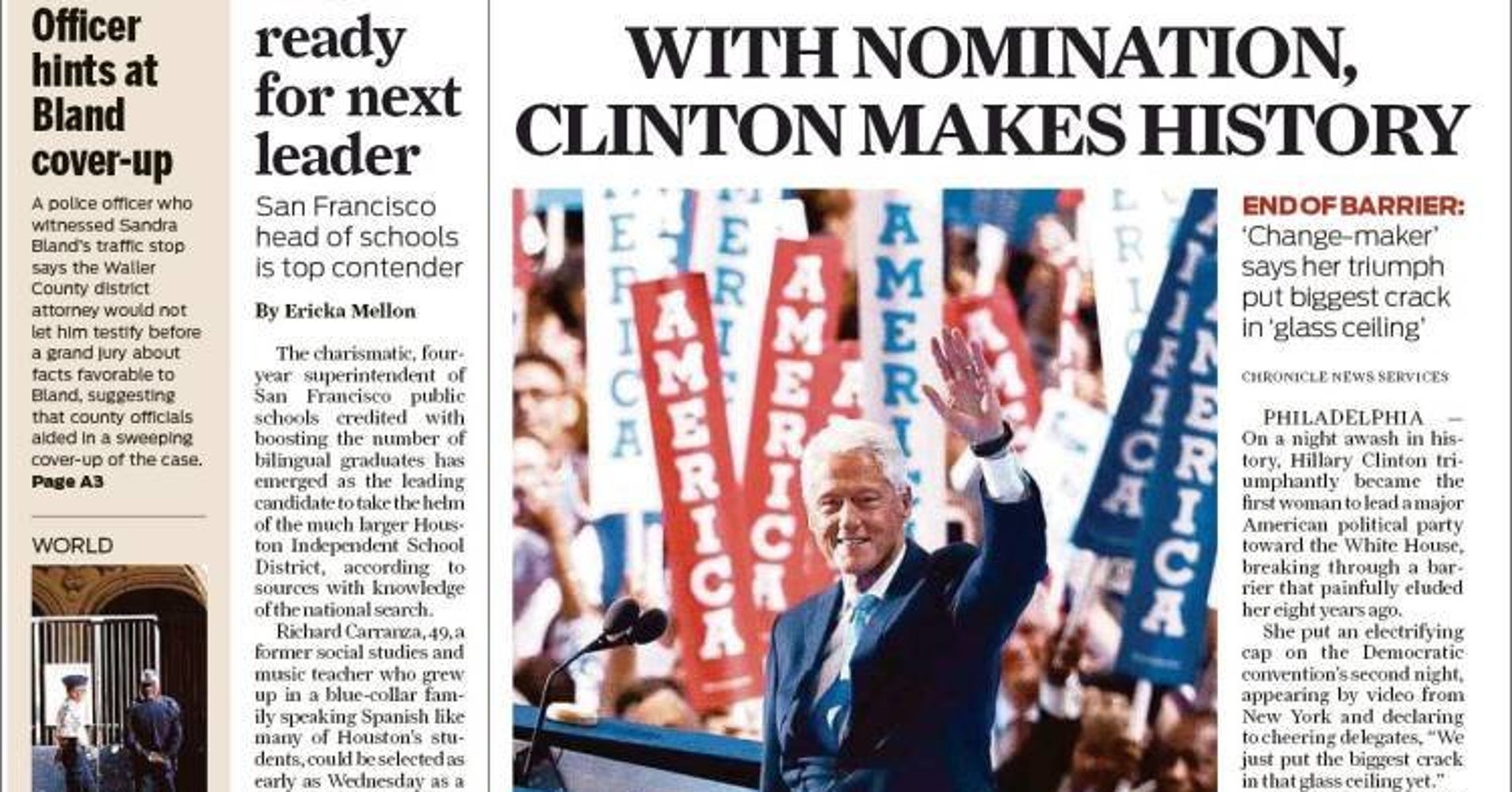 Newspapers Highlight Hillary's Historic Nomination With Photos Of