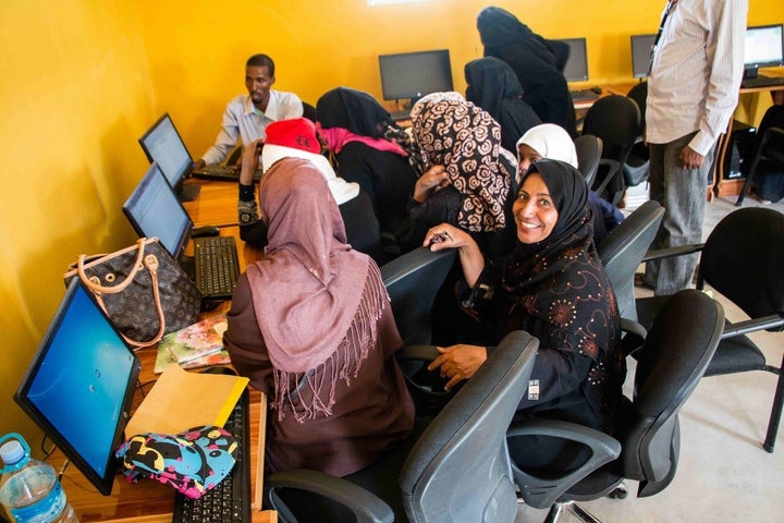 Yemeni and Somali women come together at a local community center in Hargeisa to equip themselves with skills that will lead to employment. Many are now fending for themselves in a country that is foreign to them.