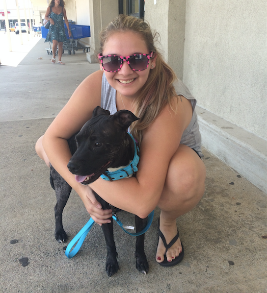 Ginger with foster mom Melissa. 