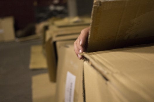 Many of Madrid's homeless build makeshift beds out of cardboard boxes. 