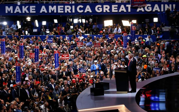 Republican U.S. presidential nominee Donald Trump formally accepts the nomination at the Republican National Convention in Cleveland, Ohio, U.S. July 21, 2016.