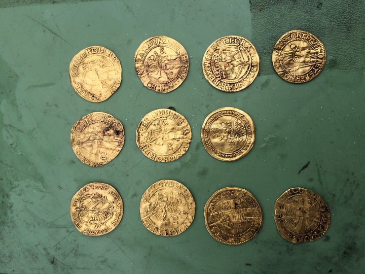 Gold coins found in the Kronan shipwreck.