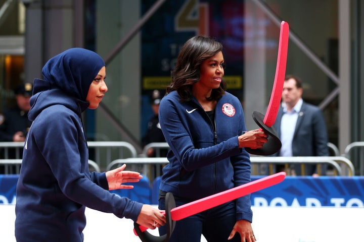 Fencer Ibtihaj Muhammad is the first Muslim woman who wears a hijab to join the United States Olympic Team and will be competing at the Rio Olympics.