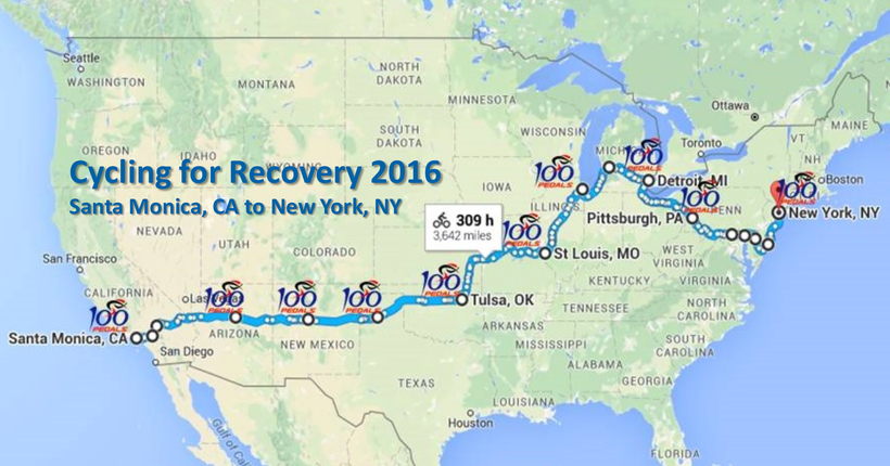 Dave Cooke's 3,600-mile bike ride will take him from Santa Monica, California to New York City over the course of 64 days.