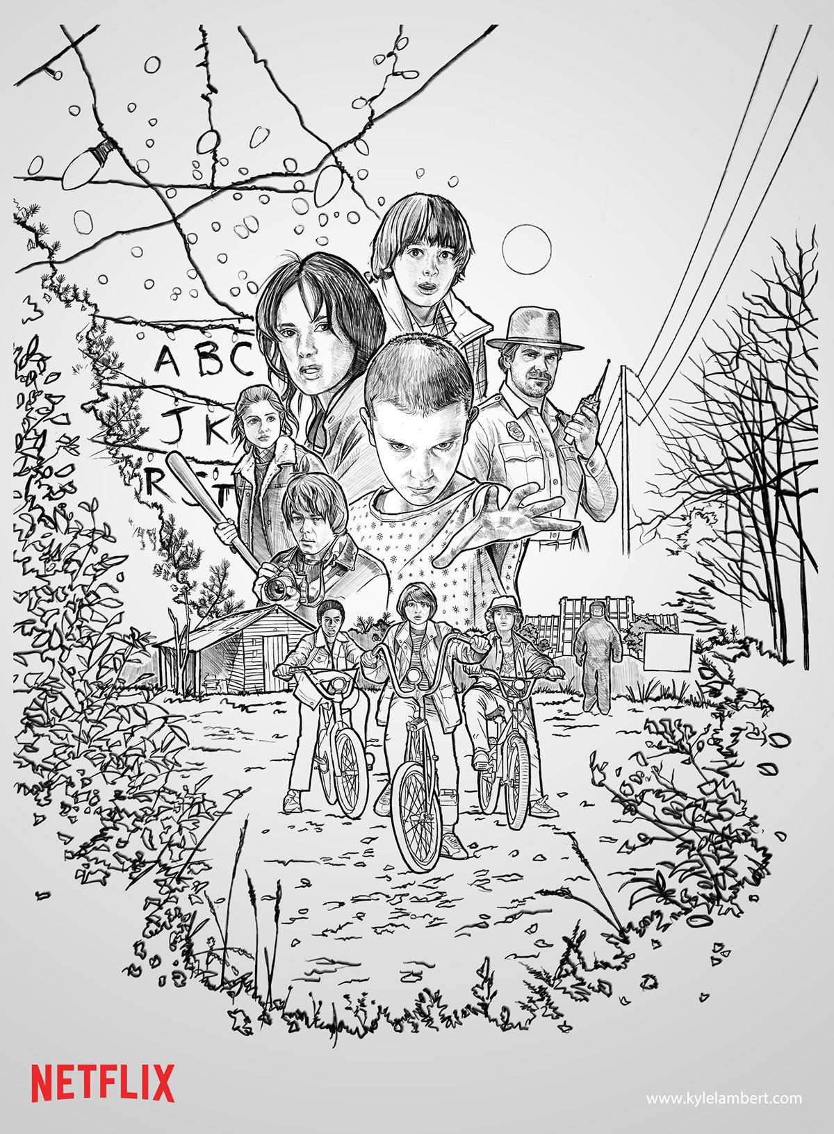 The hand-drawn sketch before color was added.