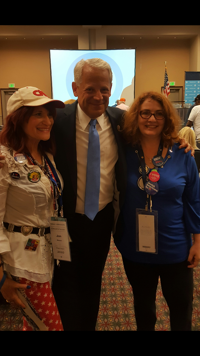 (l to r): Jan Naxon of the North Dallas Democratic Women's Club, U.S. Rep. Steve Israel, and Texas Clinton delegate Janice Sc