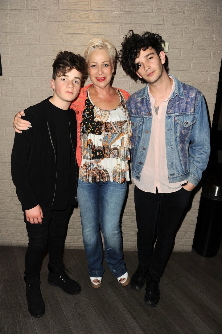 <strong>Denise Welch with sons Louis (left) and Matt Healy</strong>