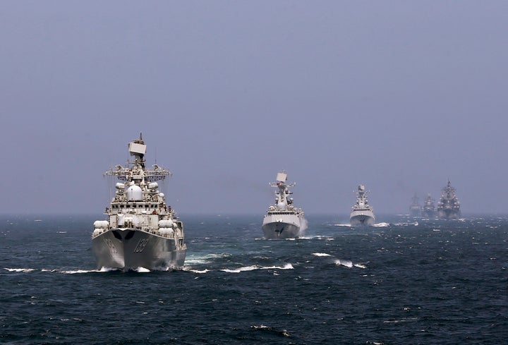 Chinese and Russian naval vessels participate in the Joint Sea-2014 naval drill outside Shanghai on the East China Sea, May 24, 2014.