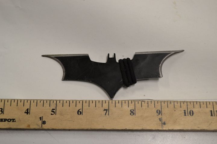 Seattle police say they recovered this bat-shaped weapon after it was hurled at their officers.