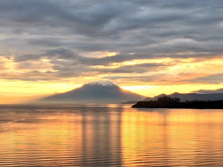 Sunrise on Llanquihue Lake as seen from Hotel Cumbres