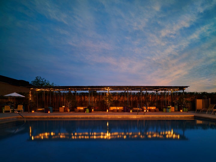 The hotel's outdoor swimming pool. 