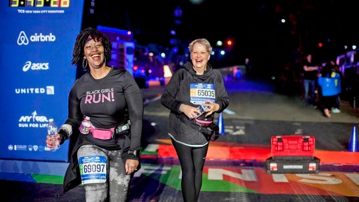 Staying the course: Shari Diaz (left) and Wicki Ball were among the last—and grittiest—to cross the finish line a