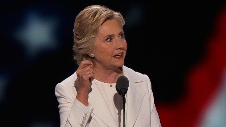 <strong>Hillary Clinton speaking giving her acceptance speech at the Democratic National Convention</strong>