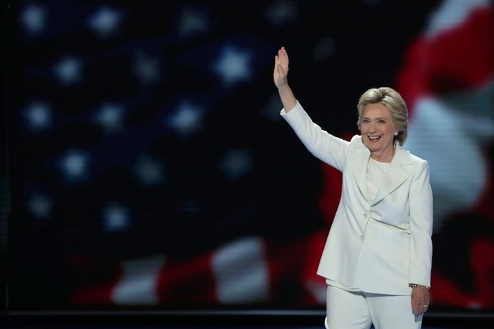 Democratic Presidential Candidate Nominee, Hillary Rodham Clinton at the 2016 Democratic National Convention. 