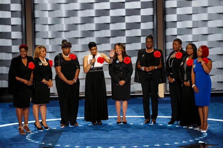 Geneva Reed-Veal, the mother of 28-year-old Sandra Bland, speaks as she stands with the Mothers of the Movement at the 2016 Democratic National Convention in Philadelphia on July 26.