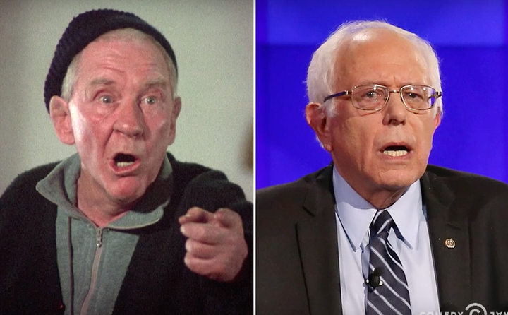 Burgess Meredith as Mickey Goldmill, Rocky's trainer and 2016 presidential candidate Bernie Sanders.