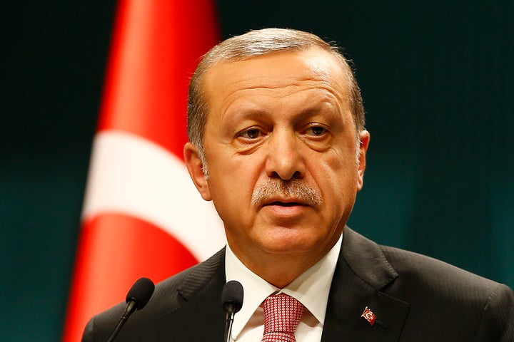 Turkish President Tayyip Erdogan speaks during a news conference following the National Security Council and cabinet meetings