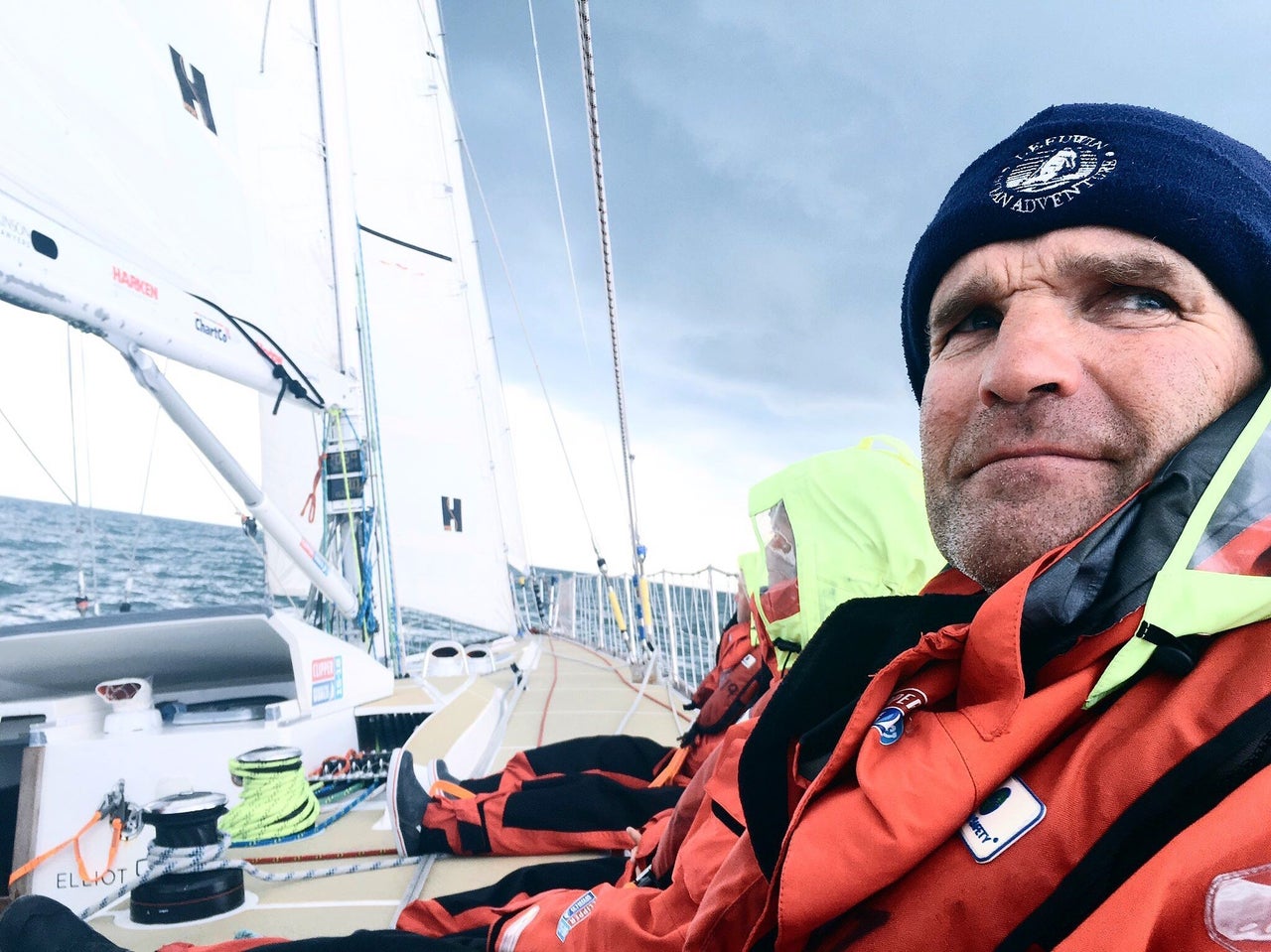 Australian beef farmer Martin Anning looks into the distance as the Great Britain crew race from Den Helder to Southend. 