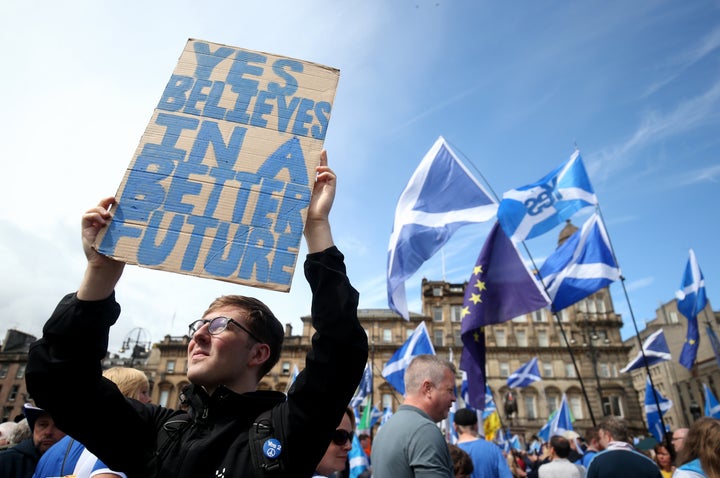 <strong>Thousands marched through the city.</strong>