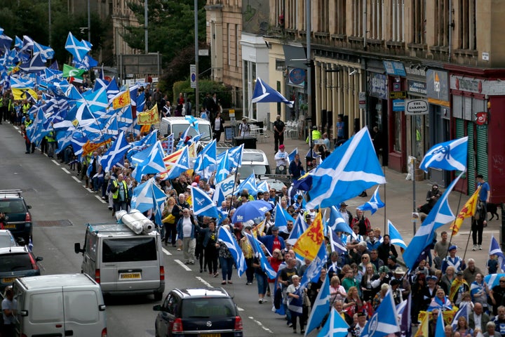 They moved through Glasgow city centre.