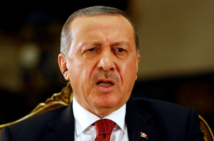 Turkish President Tayyip Erdogan attends an interview with Reuters at the Presidential Palace in Ankara, Turkey, July 21, 201