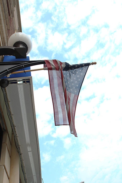 Photo by Nancy A. RuhlingThe red, white and blue announces the offices.