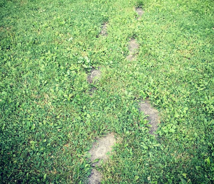 Concrete footprints in my backyard. A reminder that discovering our self worth after loss is a step by step process.