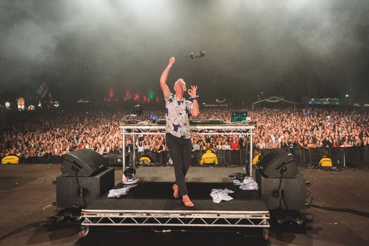 Fatboy Slim on stage at Camp Bestival on Saturday 30 July 2016.
