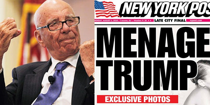 Left: Owner of News Corp Rupert Murdoch